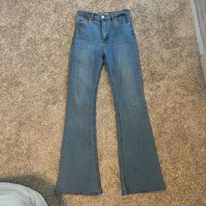 Bershka Blue Flare High Waisted Jeans